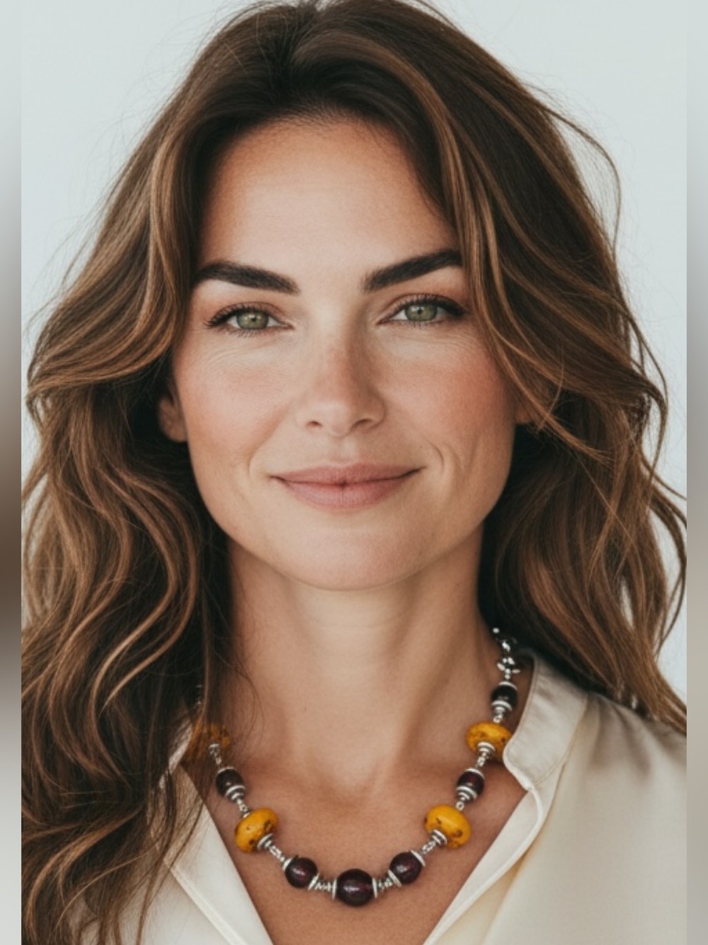 Handcrafted Amber & Garnet Beaded Necklace - Women Jewelry